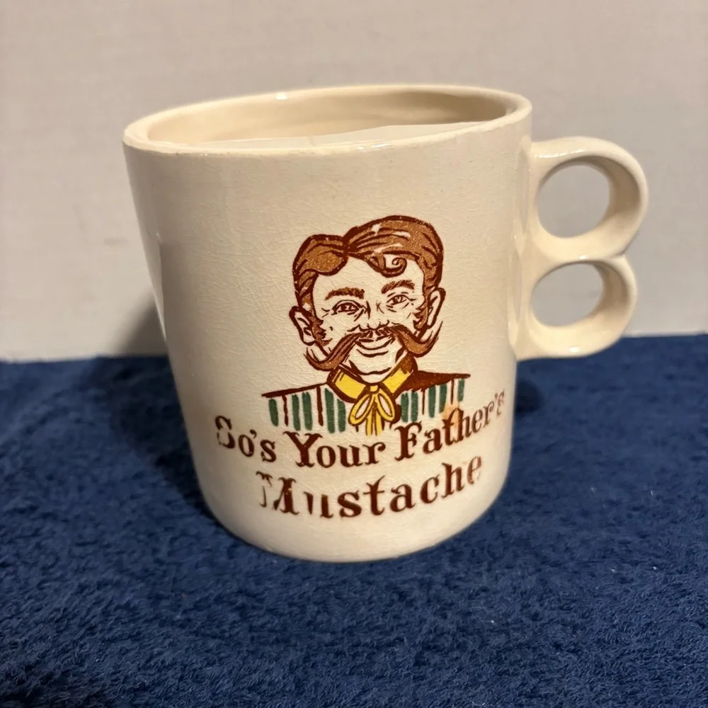Vintage Shaving Mustache Mug Cup w/ Brush “So's Your Father's Mustache” - Japan